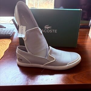 Lacoste Womens Lancelle Slip-On 316 Sneakers in Light Gray and White Sz 7.5